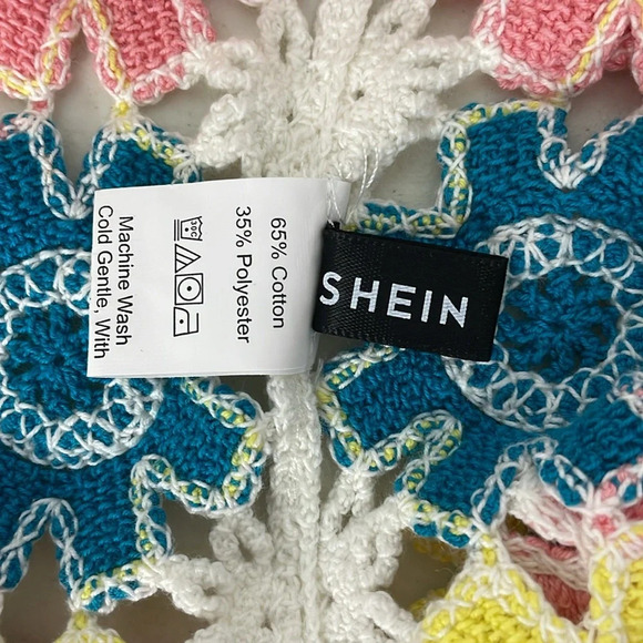 SHEIN Crochet Floral Tank Top Multi Coloured Size 4 Beach Boho Festival - Picture 4 of 8